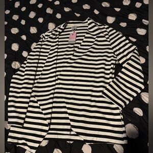 Striped Cotton Black and White Women's Jacket / Blazer xl